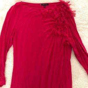 Anne Klein hot pink ruffled long sleeve